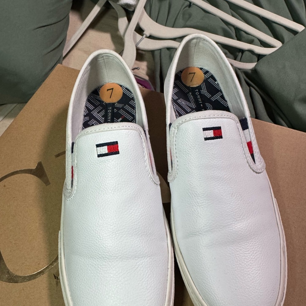 Tommy Hilfiger White Loafers Slip-Ons- LIGHTLY USED